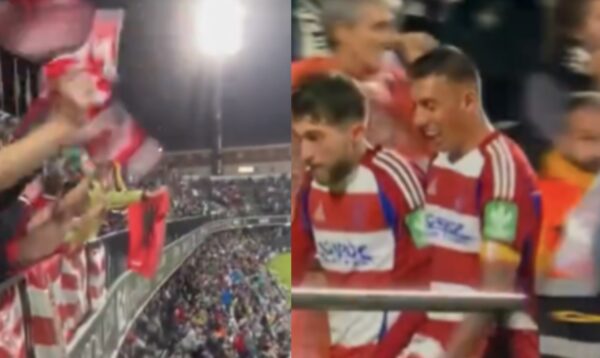VIDEO/ Shënoi golin e fitores në fund, tifozët e Granadas i nxjerrin Myrto Uzunit flamurin shqiptar para si…toreadorë!